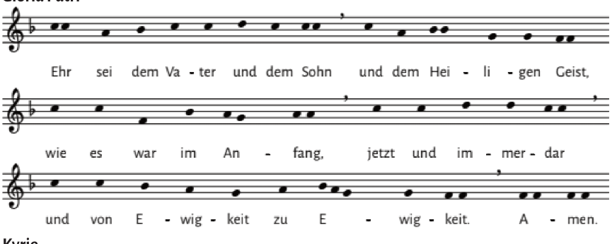 Notensatz Gloria Patri: Ehr sei dem Vater und dem Sohn und dem Heiligen Geist.